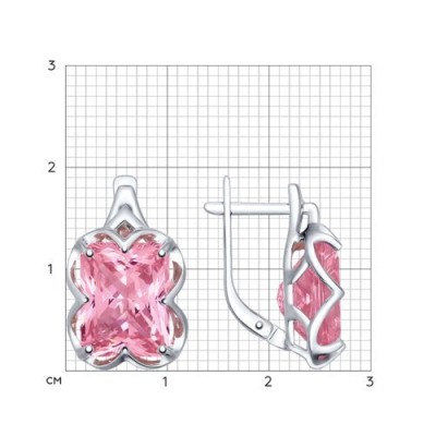 Серьги из серебра с ситаллом «Розовый Вернисаж» Соколов (арт.92021365)