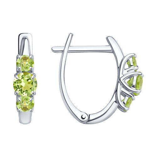 Серьги из серебра с хризолитами (Арт.92022936)
