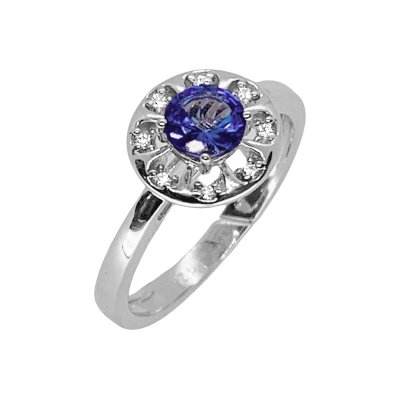 Кольцо из серебра с танзанитом и фианитом (Арт.sm-r01826-x-w-tn-x-w)