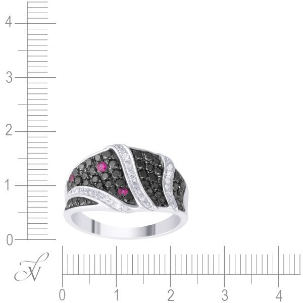 Кольцо из белого золота с бриллиантом и рубином (Арт.r25295_ko_db_ru_wg)
