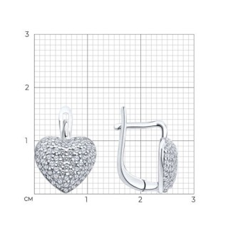 Серьги из серебра с фианитами «Сияющее сердце» Соколов (арт.9402)