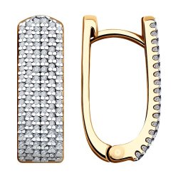 Серьги из золочёного серебра с фианитами (Арт.93-120-01762-1)