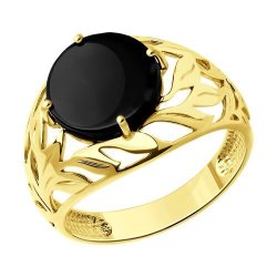 Кольцо из золочёного серебра с агатом (Арт.93-310-01896-1)