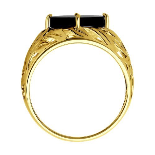 Кольцо из золочёного серебра с агатом «Ночная Листва» Соколов (арт. 93-310-01896-1)