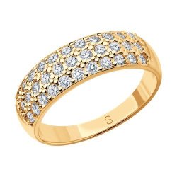 Кольцо из золочёного серебра с фианитами (Арт.93010065)