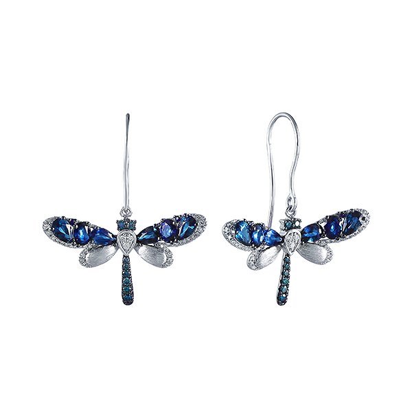 Серьги из белого золота с бриллиантом и сапфиром (Арт.sb00163e-w-s_sr_dl_sa_wg)