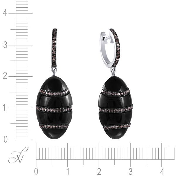 Серьги из белого золота с бриллиантом и ониксом (Арт.we00351y-3_sr_dn_ox_wg)