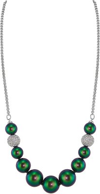 Ожерелье из серебра с жемчугом и куб. цирконием (Арт.203l-25)