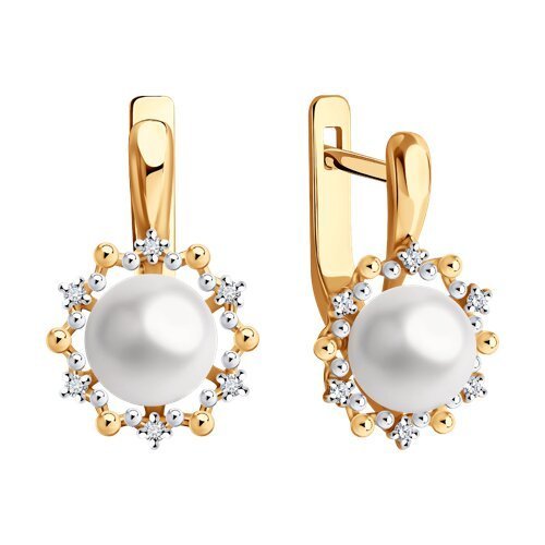 Серьги из золота с бриллиантами и жемчугом (Арт.51-220-02021-1)