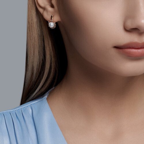 Серьги из золота с бриллиантами и жемчугом (Арт.51-220-02021-1)