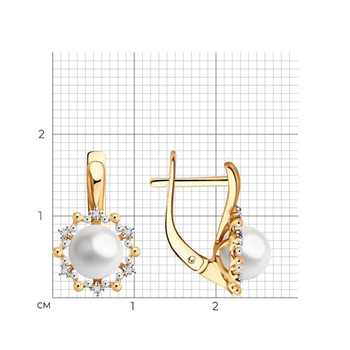 Серьги из золота с бриллиантами и жемчугом (Арт.51-220-02021-1)