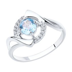 Кольцо из серебра с топазом и фианитами (Арт.94-310-00379-1)