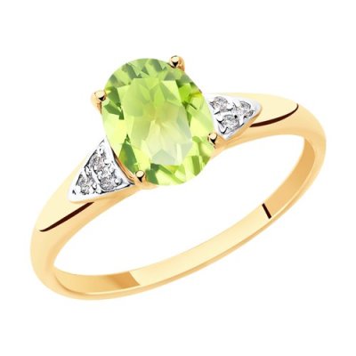 Кольцо золотое пробы 585 с хризолитом (Арт.51-310-00216-3)