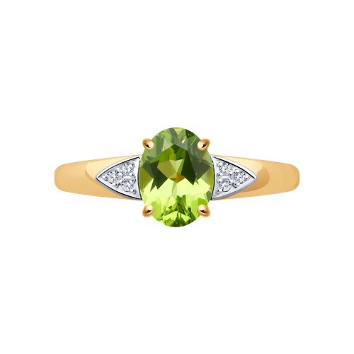 Кольцо золотое пробы 585 с хризолитом (Арт.51-310-00216-3)