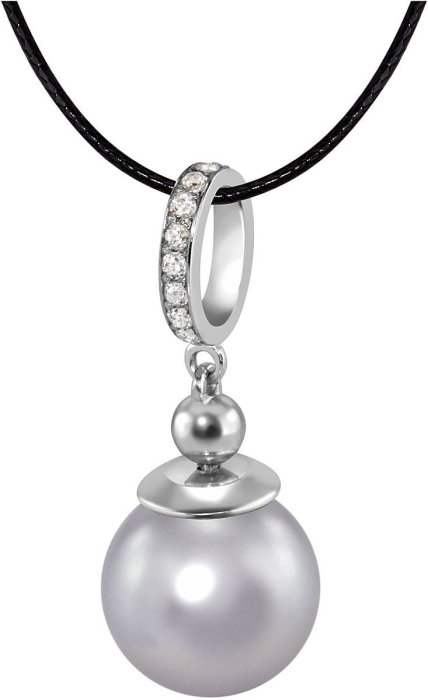 Кулон из серебра с жемчугом и куб. цирконием (Арт.aap-1-b-12-17-s)