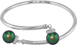 Браслет из серебра с жемчугом и кристаллом swarovski (Арт.abb-4-10-25-s)