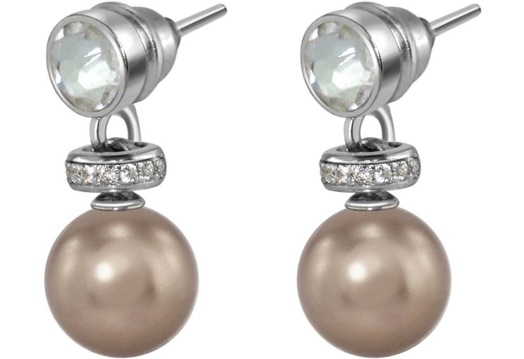 Серьги из серебра с жемчугом и кристаллом swarovski (Арт.abs-3-8-9-s)
