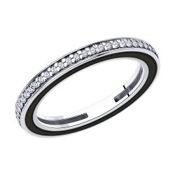 Кольцо из серебра с фианитами и эмалью (Арт.94013343)
