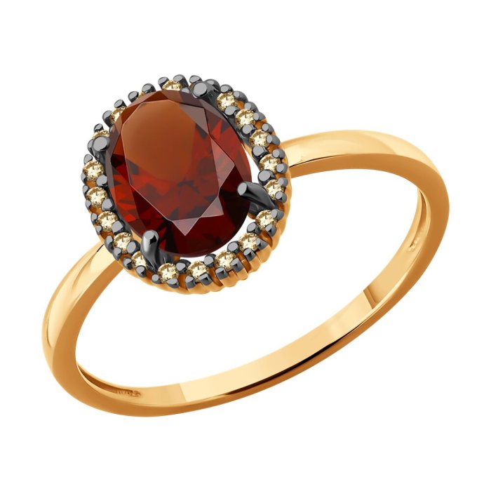 Кольцо золотое пробы 585 с гранатом (Арт.71-00421)