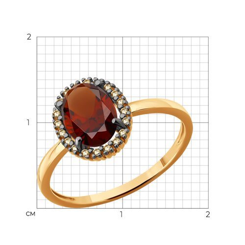 Кольцо золотое пробы 585 с гранатом (Арт.71-00421)