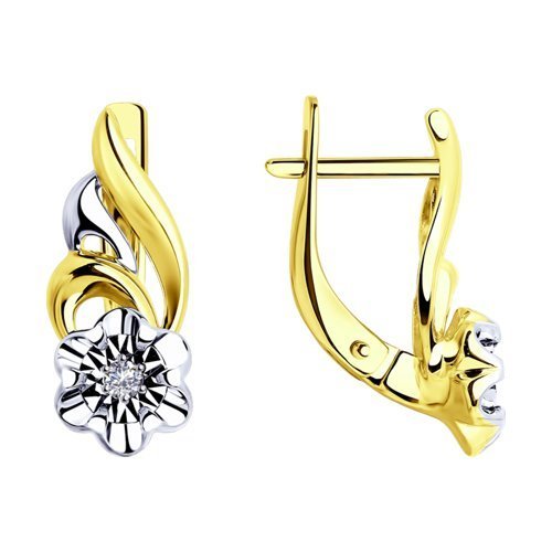 Серьги из комбинированного золота с бриллиантами (Арт.53-220-00021-1)