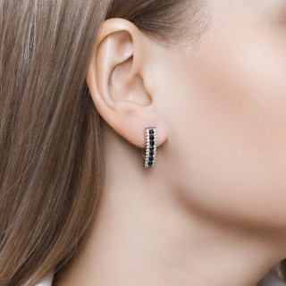 Серьги из серебра с черными фианитами «Ночная линия» SOKOLOV (арт.9402-1381)