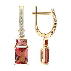 Серьги из золота с бриллиантами и турмалином (Арт.6024247)