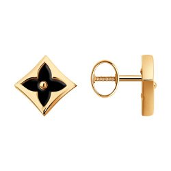 Серьги пусеты золотые пробы 585 с ониксом (Арт.729100) Серьги пусеты золотые пробы 585 с ониксом (Арт.729100)