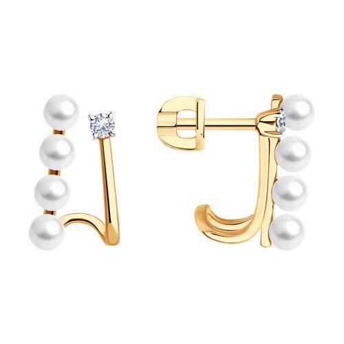 Серьги золотые пробы 585 с жемчугом (Арт.792451)