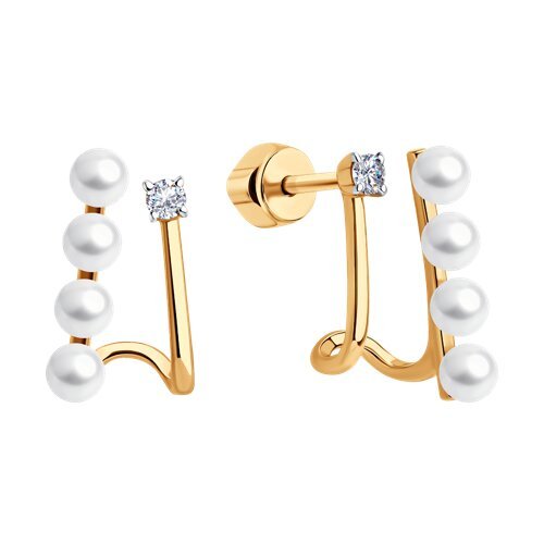 Серьги золотые пробы 585 с жемчугом (Арт.792451)