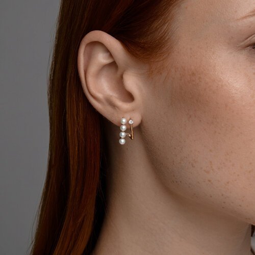 Серьги золотые пробы 585 с жемчугом (Арт.792451)