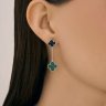 Серьги из серебра с малахитом и ониксом (Арт.83020449)