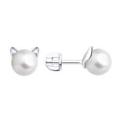 Серьги из серебра с жемчугом (Арт.94026069)