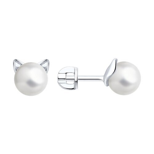 Серьги из серебра с жемчугом (Арт.94026069)