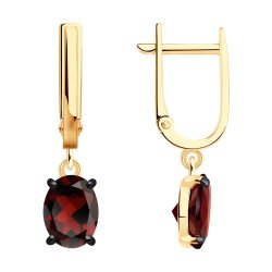 Серьги из золочёного серебра с гранатами (Арт.92023167)