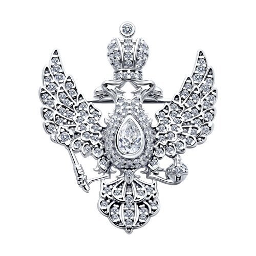 Брошь из серебра с фианитами (Арт.94040282)