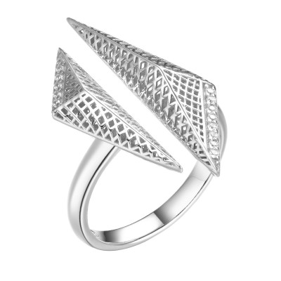 Кольцо серебряное с фианитом «Gaudi Арт-Деко» Fresh Jewelry (арт.FA-R02303-X-W-X-X-W)