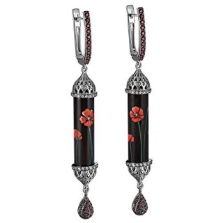 Серьги золото с бриллиантами, топазами и кристаллами Swarovski «Алая акварель» Kabarovsky (арт.12-11268-8522)