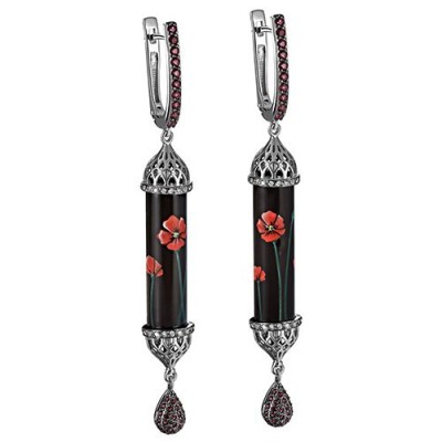 Серьги золото с бриллиантами, топазами и кристаллами Swarovski «Алая акварель» Kabarovsky (арт.12-11268-8522)