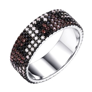 Кольцо с фианитами «Wild Contrast» из серебра 925 пробы Fresh Jewelry (арт.MP-R00904-X-WB-X-X-Mix)