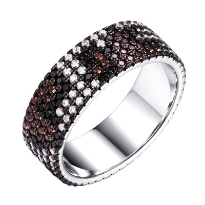 Кольцо с фианитами «Wild Contrast» из серебра 925 пробы Fresh Jewelry (арт.MP-R00904-X-WB-X-X-Mix)