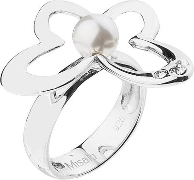 Кольцо из серебра с жемчугом и кристаллом swarovski (Арт.qcrrpapillon)
