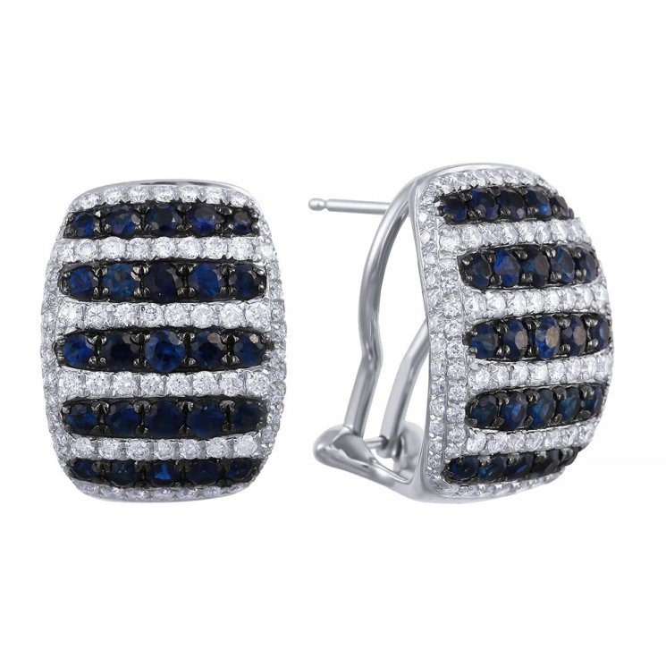 Серьги из белого золота с бриллиантом и сапфиром (Арт.e27315c_sr_sa_wg)