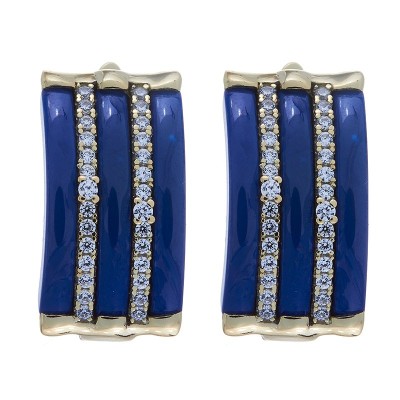 Серьги с керамикой и фианитами «Ночная Лагуна» Fresh Jewelry (арт.TC-E00402-BL-Y-X-X-W)