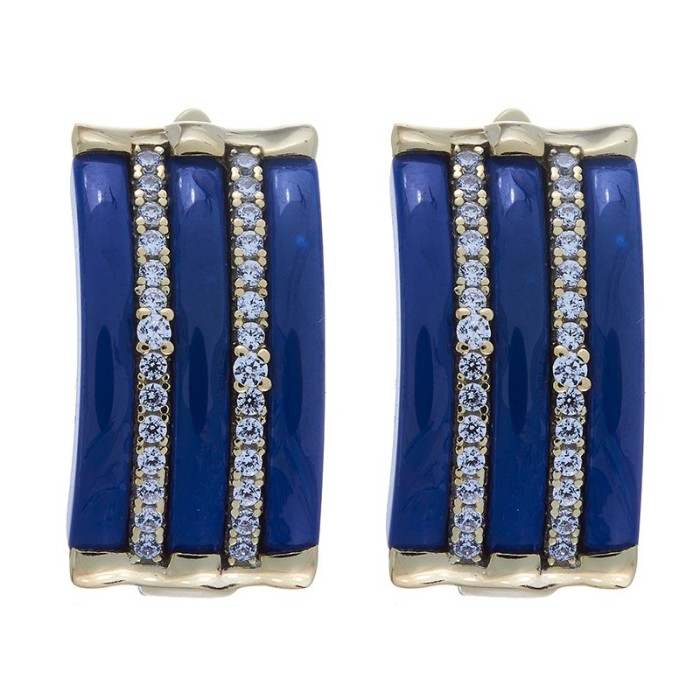 Серьги с керамикой и фианитами «Ночная Лагуна» Fresh Jewelry (арт.TC-E00402-BL-Y-X-X-W)
