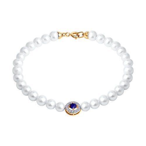 Браслет золотой пробы 585 с жемчугом (Арт.795000)