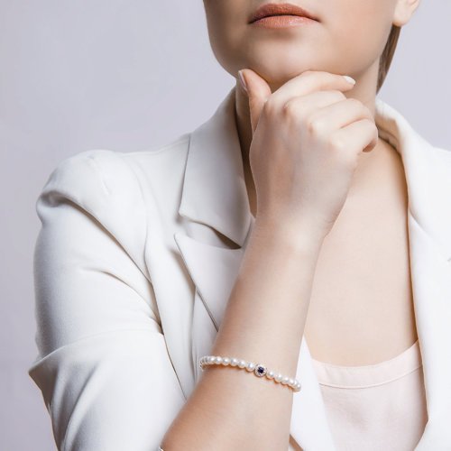 Браслет золотой пробы 585 с жемчугом (Арт.795000)