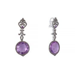 Серьги из белого золота с аметистом и бриллиантом (Арт.er-32659_sr_dn_am_wg)