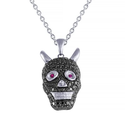 Цепь из белого золота с бриллиантом и рубином (Арт.f975dbk4w_tsp_db_ru_wg)