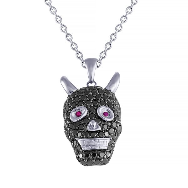 Цепь из белого золота с бриллиантом и рубином (Арт.f975dbk4w_tsp_db_ru_wg)